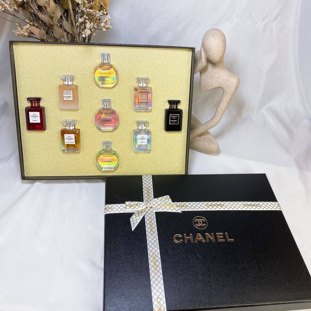 90! Perfume de edición Q de Chanel caja negra de nueve piezas, sin spray, tipo gotero, 7.5 ml, las nueve piezas son: Ch…