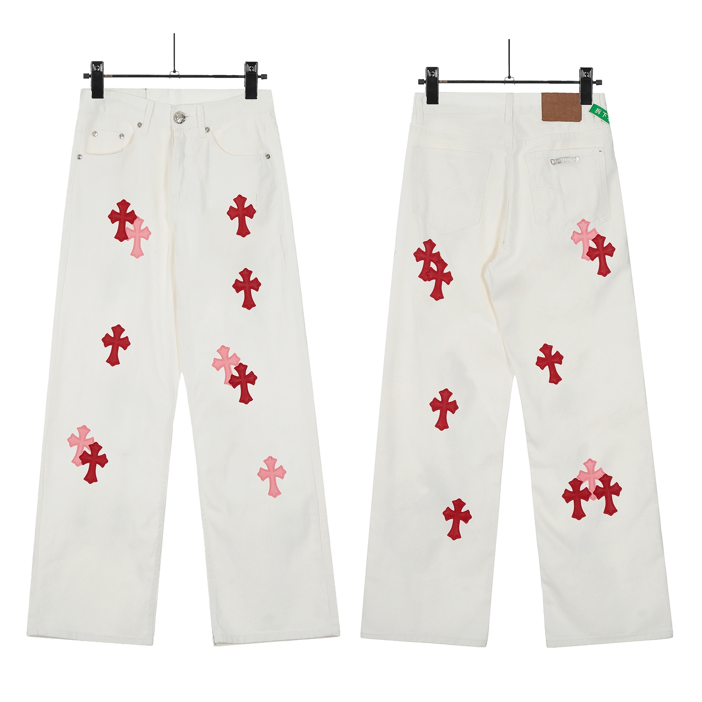 Chrome Hearts Crots: Original Oxen Skin Jeans in Powder Color, Size S-XL. - 图片 1