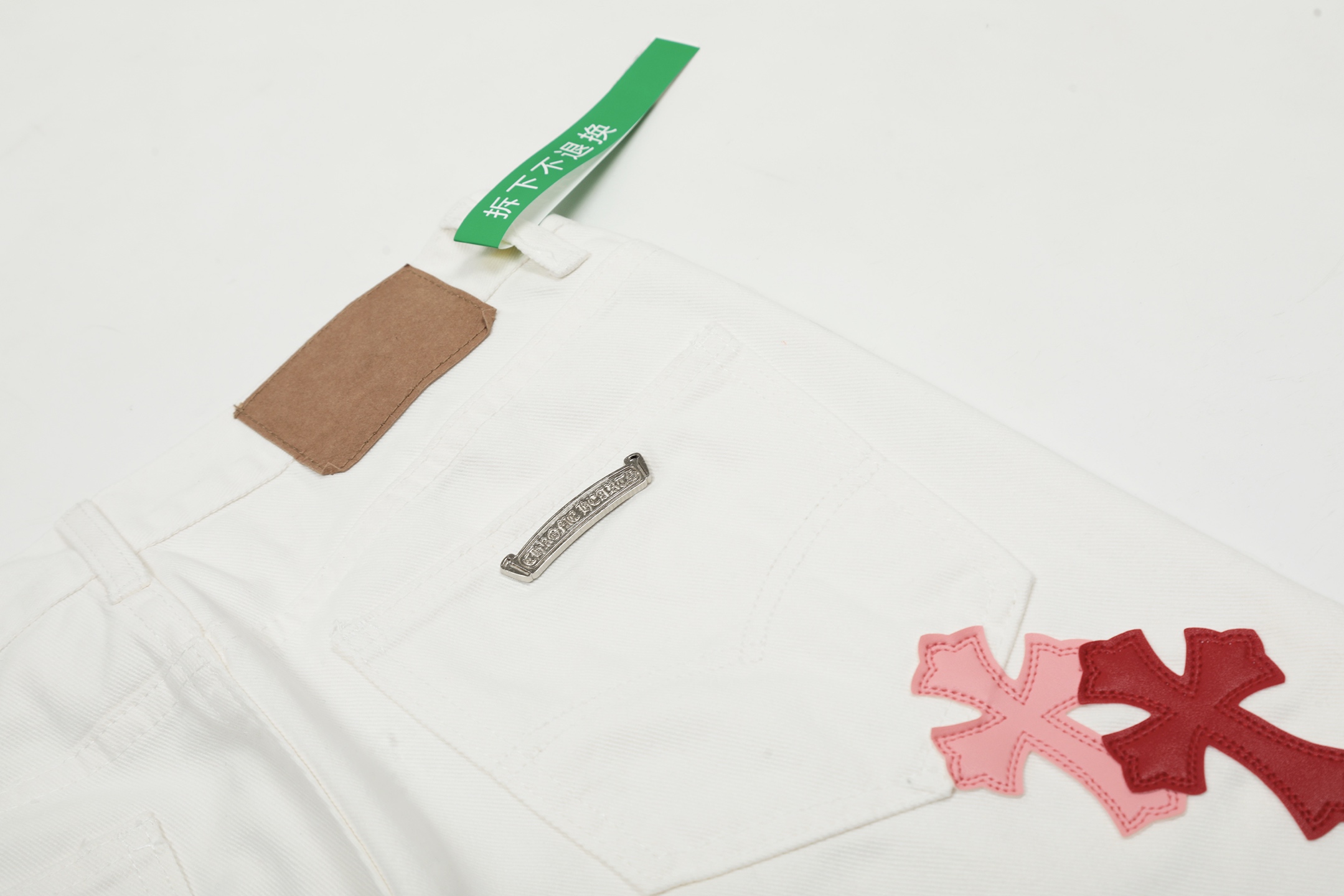 Chrome Hearts Crots: Original Oxen Skin Jeans in Powder Color, Size S-XL. - 图片 8