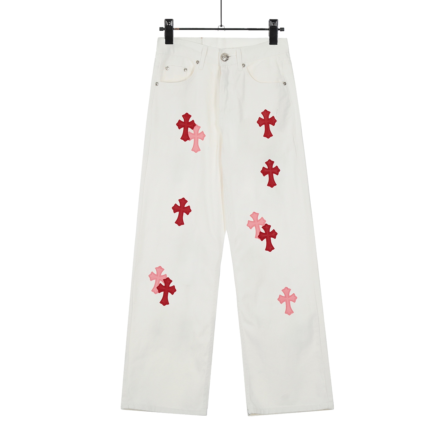 Chrome Hearts Crots: Original Oxen Skin Jeans in Powder Color, Size S-XL. - 图片 2