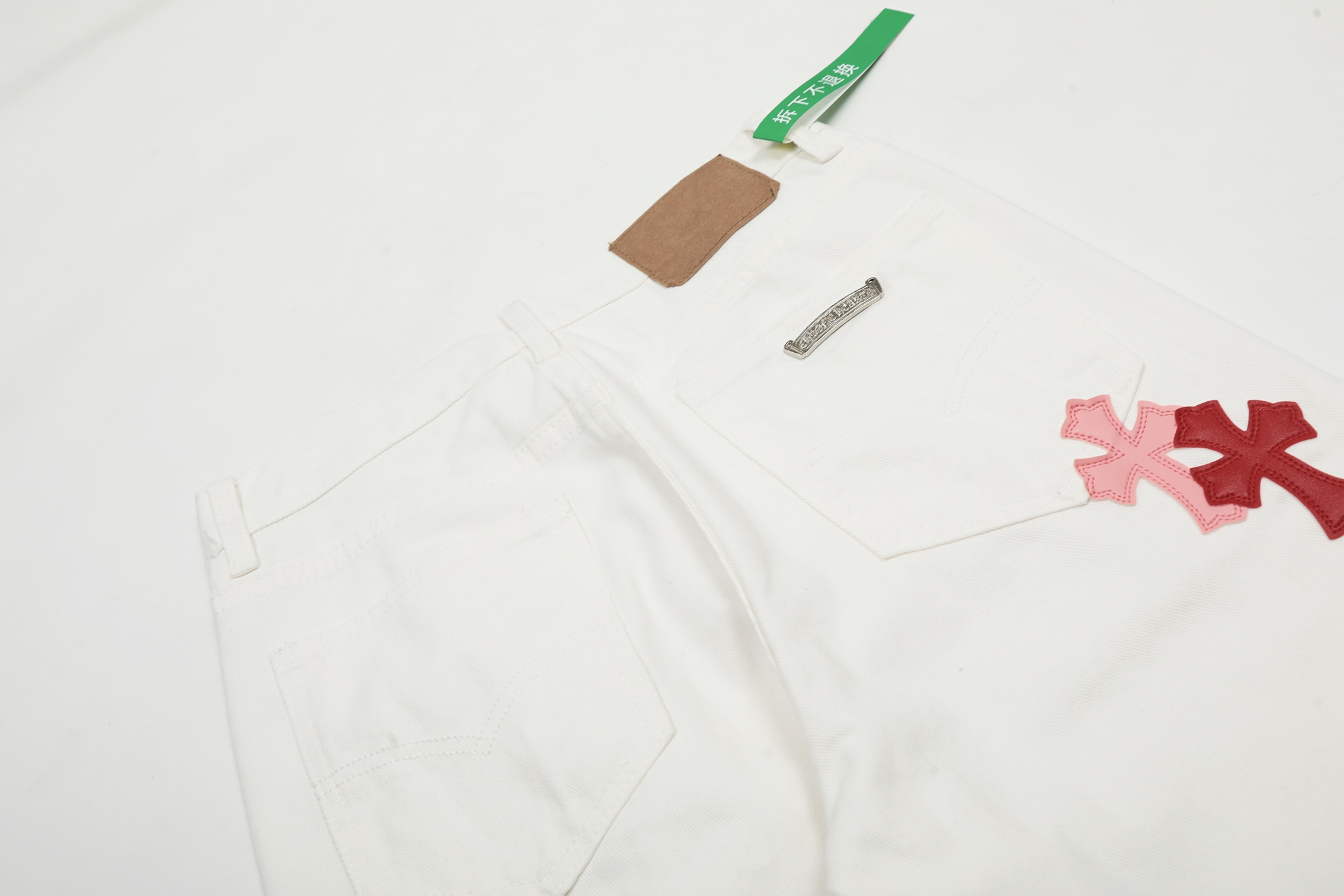 Chrome Hearts Crots: Original Oxen Skin Jeans in Powder Color, Size S-XL. - 图片 7