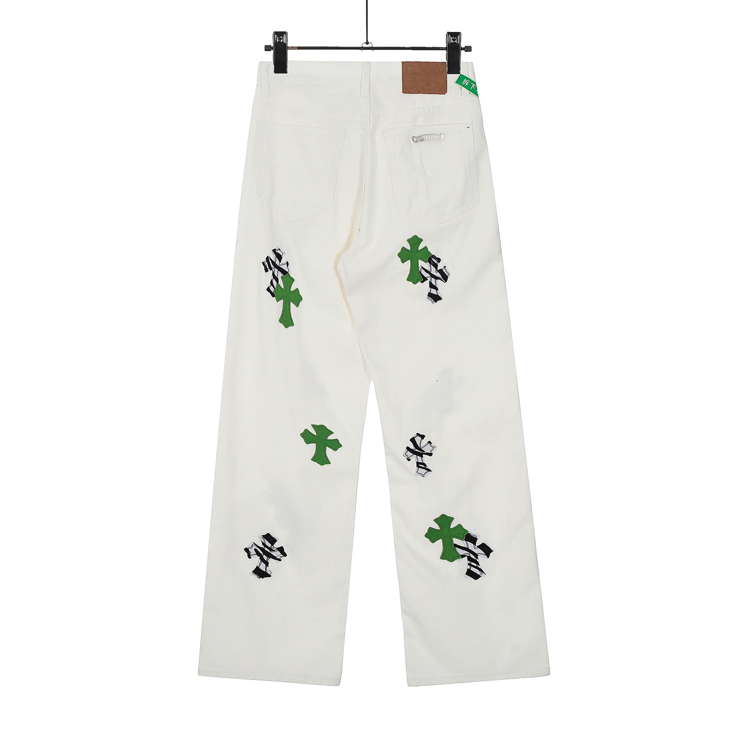 Chrome Hearts Crots Miami White Green Cross-Cut Jeans KL#8140 Summary - 图片 3