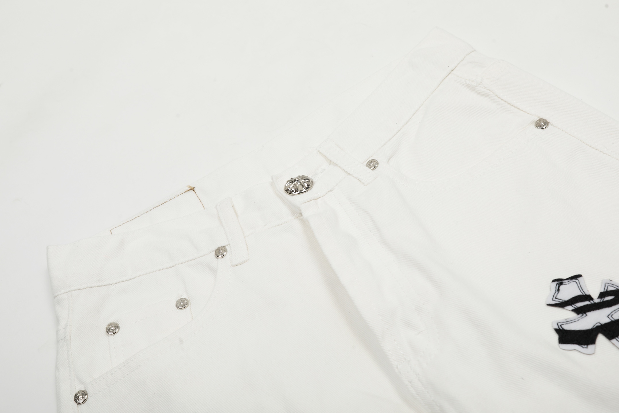 Chrome Hearts Crots Miami White Green Cross-Cut Jeans KL#8140 Summary - 图片 4