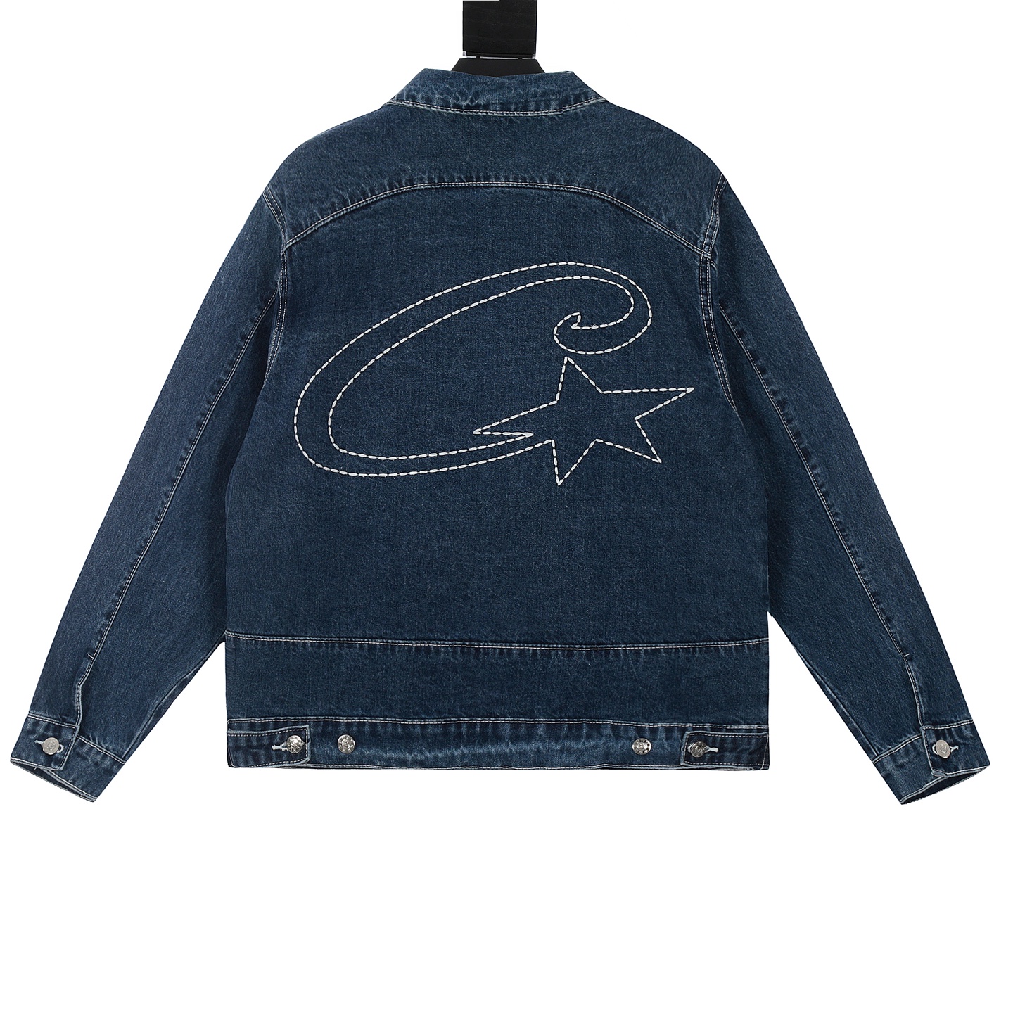 Corteiz/Demon Island Classic Cowboy Coat with Embroidery and Pentagram Detail in Black, Grey, Blue. - 图片 6
