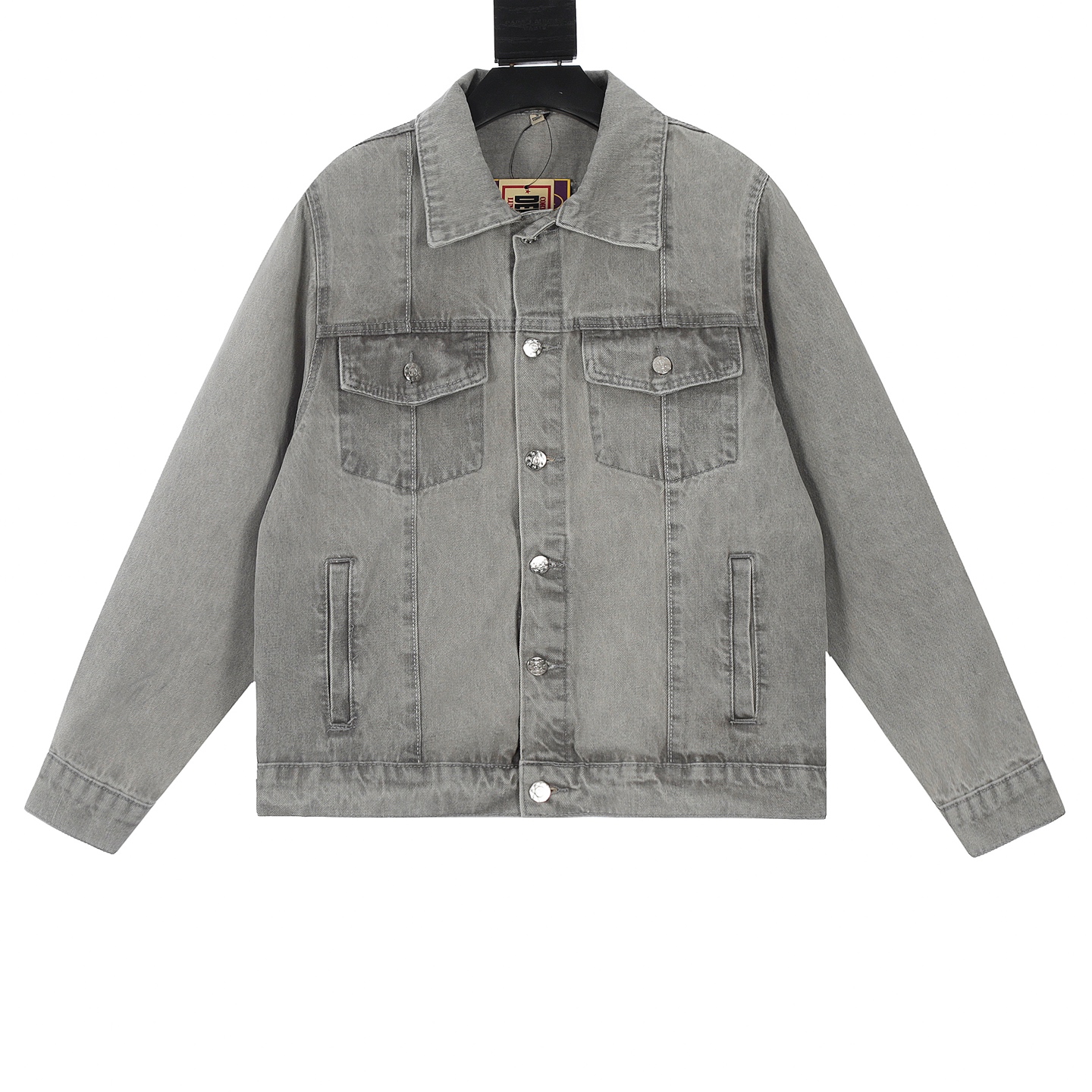 Corteiz/Demon Island Classic Cowboy Coat with Embroidery and Pentagram Detail in Black, Grey, Blue. - 图片 2