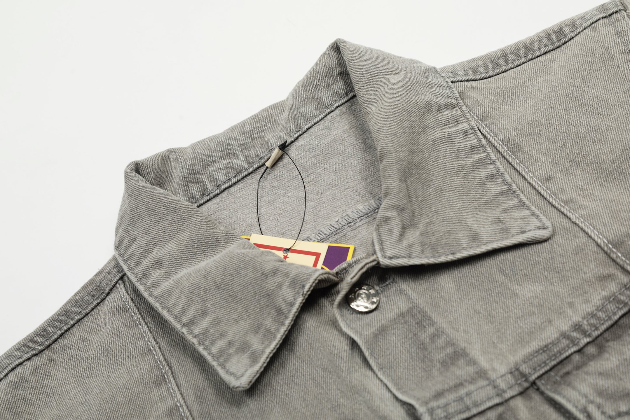 Corteiz/Demon Island Classic Cowboy Coat with Embroidery and Pentagram Detail in Black, Grey, Blue. - 图片 8
