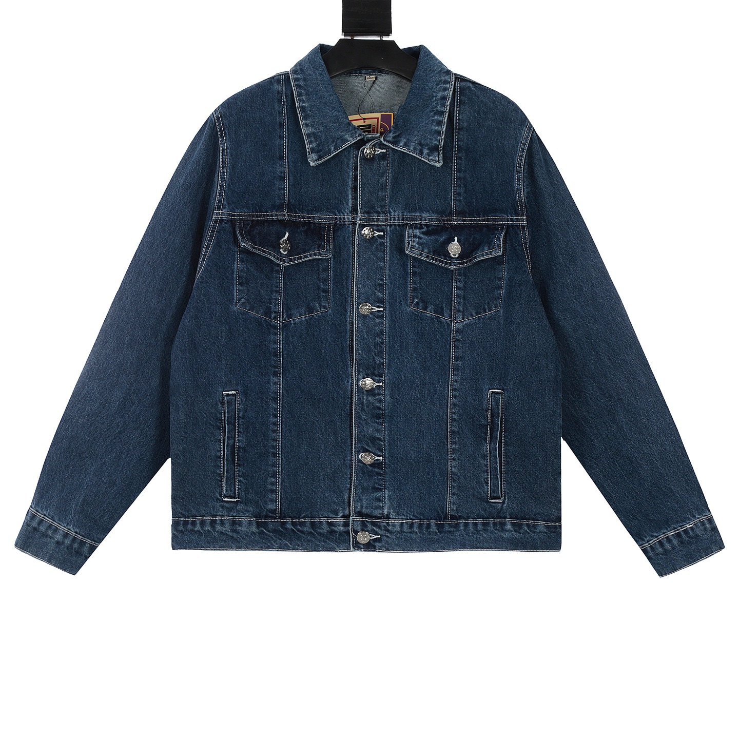Corteiz/Demon Island Classic Cowboy Coat with Embroidery and Pentagram Detail in Black, Grey, Blue. - 图片 3