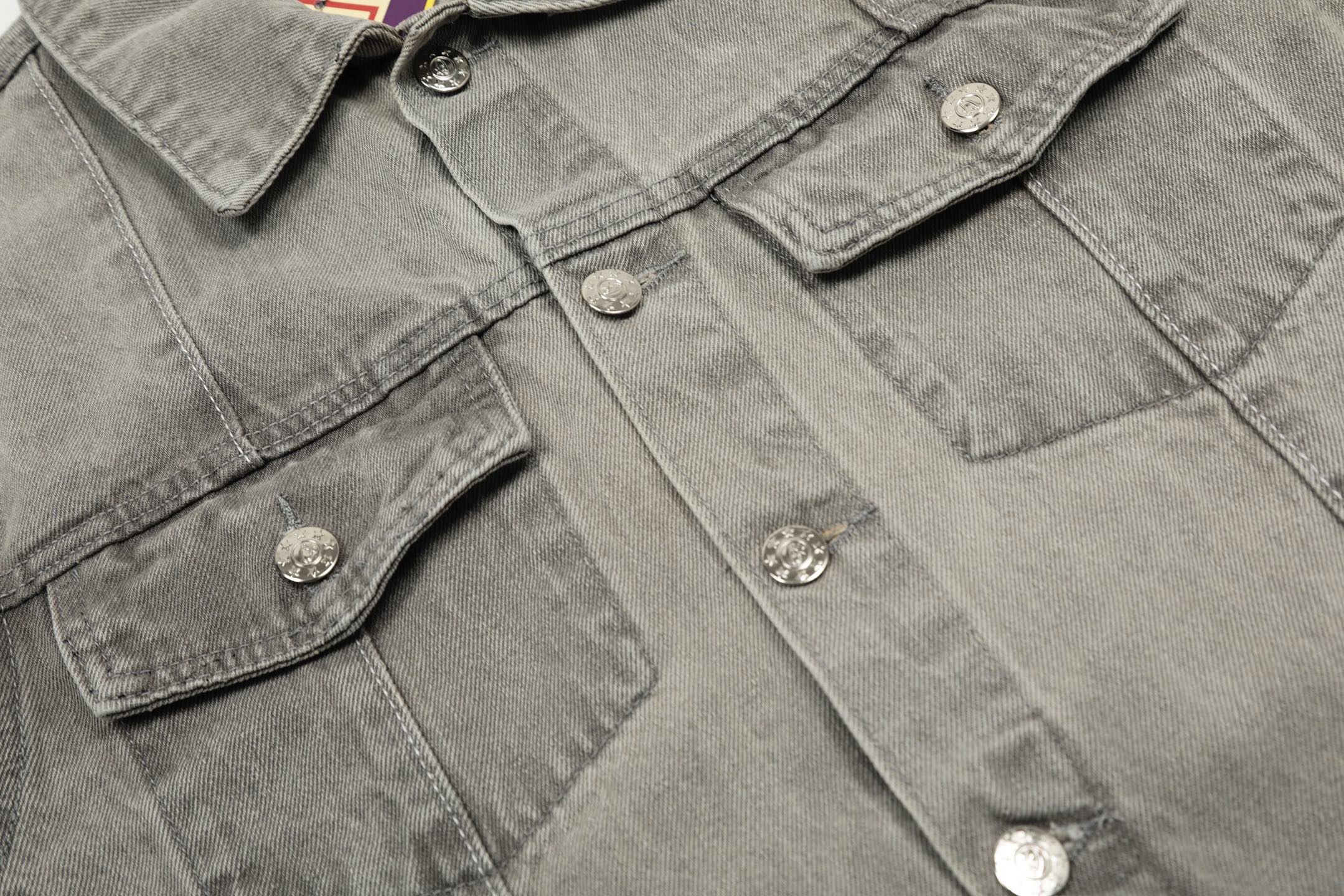 Corteiz/Demon Island Classic Cowboy Coat with Embroidery and Pentagram Detail in Black, Grey, Blue. - 图片 9