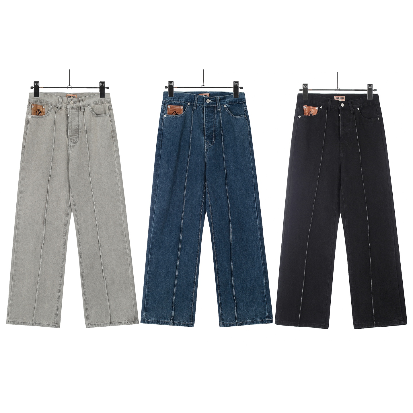 “Corteiz/Demon Island Classic Pentagram Embroidered Jeans in Black, Grey, Blue (Sizes S-XL)”