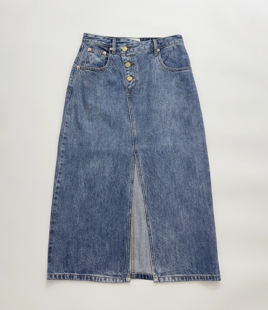 Eenk Front Slit Denim Skirt