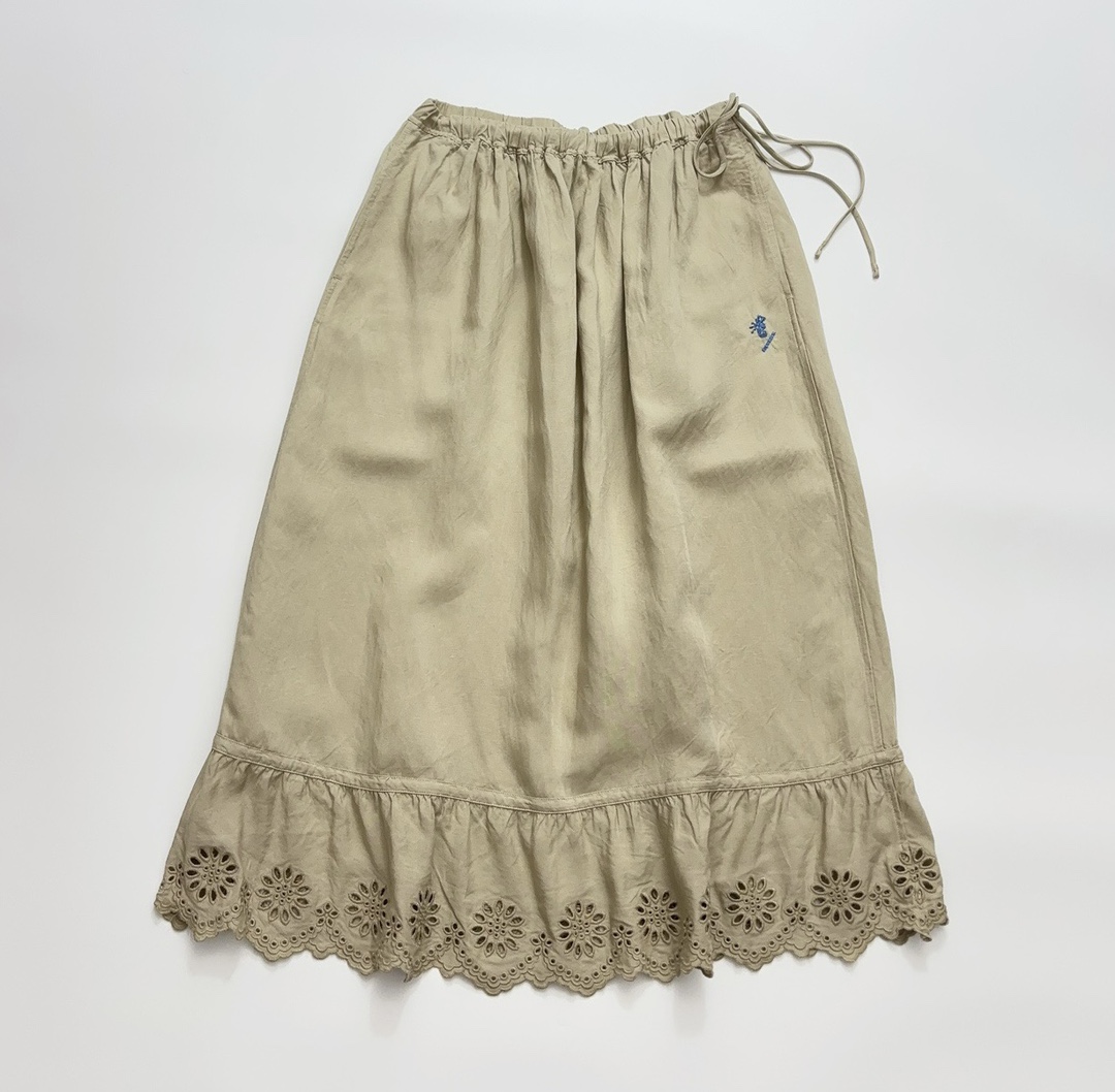 45R Embroidered Lace Cutout A-line Skirt with Drawstring Waist