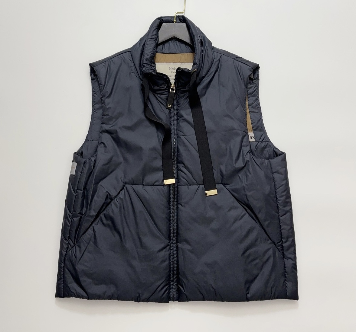 Navy Blue Max Mara Camel Hair Zipper Lightweight Vest