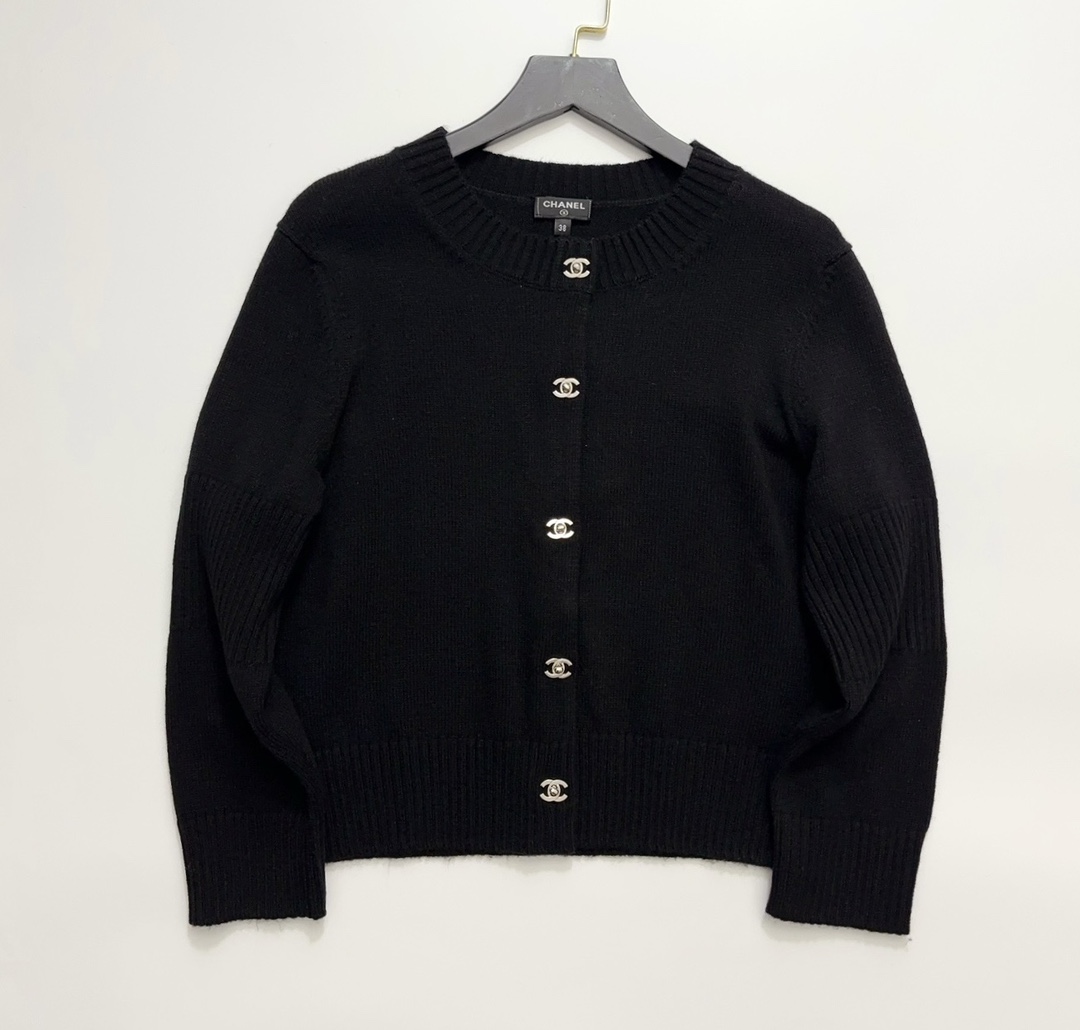 Chanel Silver Metal Button Short Cardigan