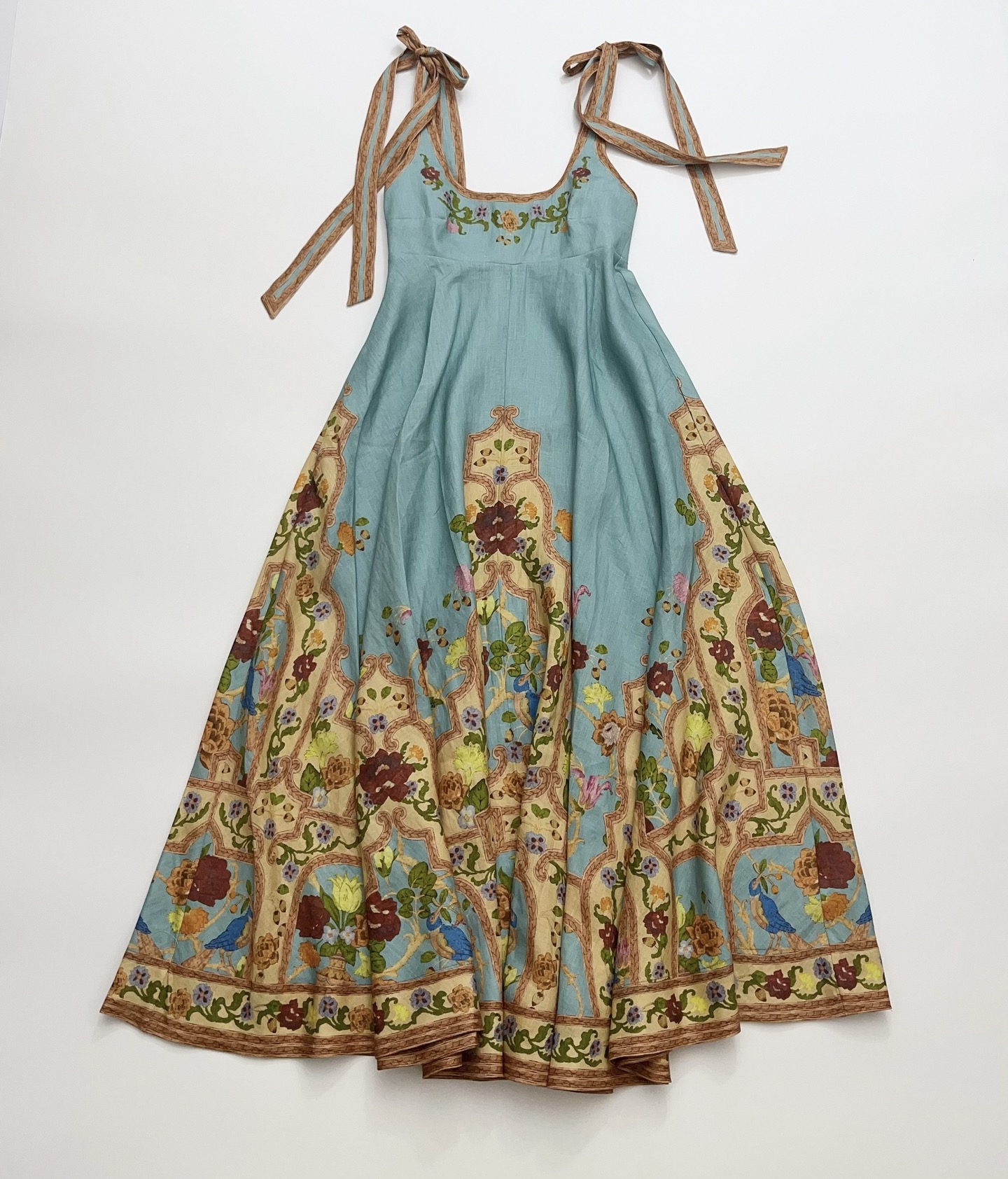 Alémais U-Neck Strappy High-Waist Court Style Floral French Commuter Dress