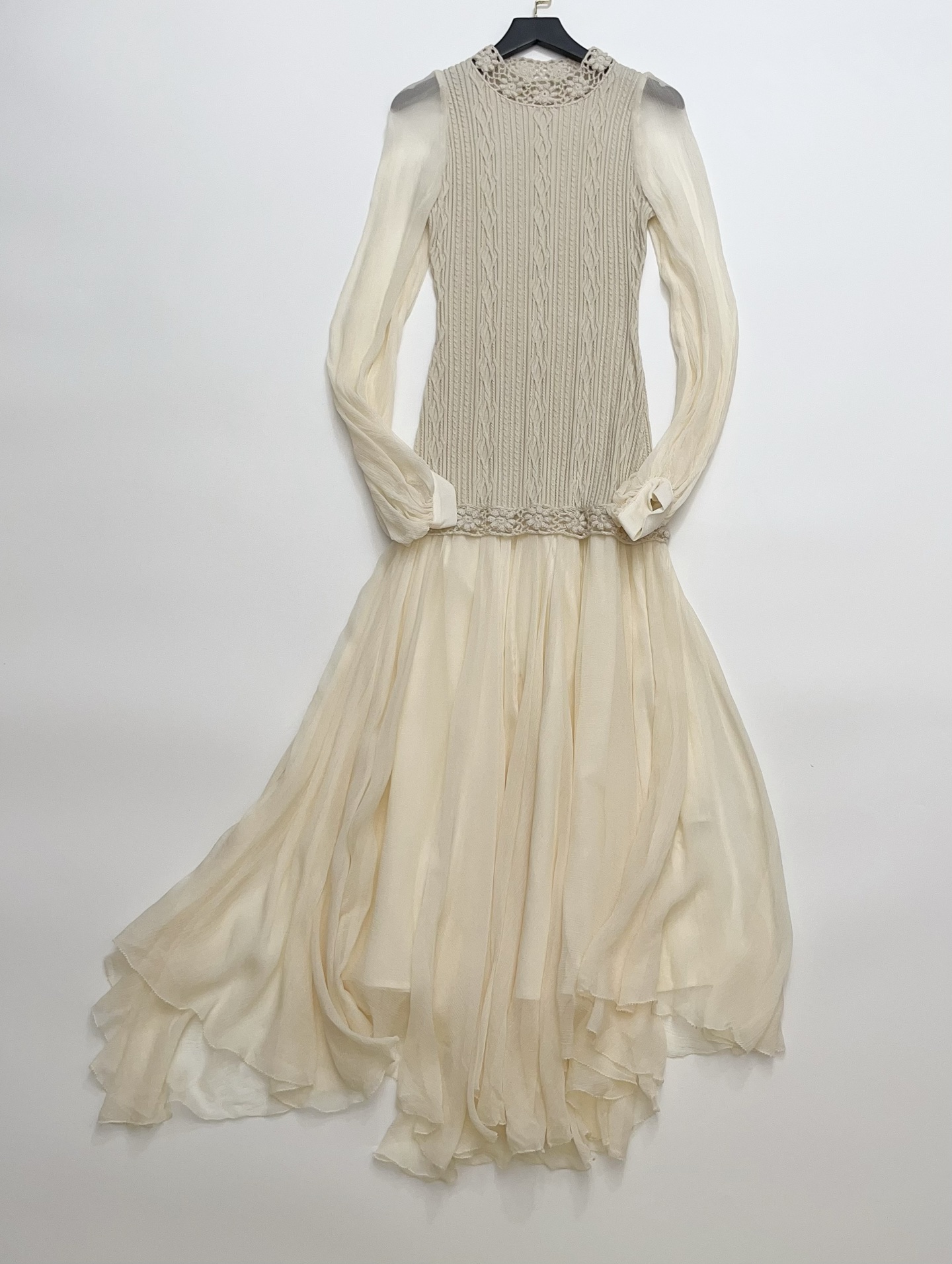NONETONE Spring/Summer 26 Knit Patchwork Silk Pleated Dress