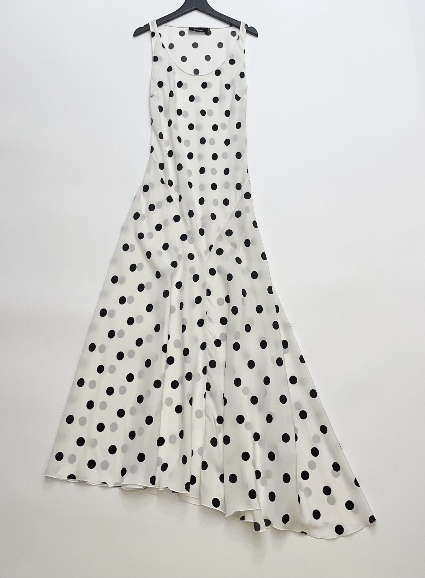 Réalisation Par White Polka Dot Silk Bias Cut Slip Long Dress - The Ellery