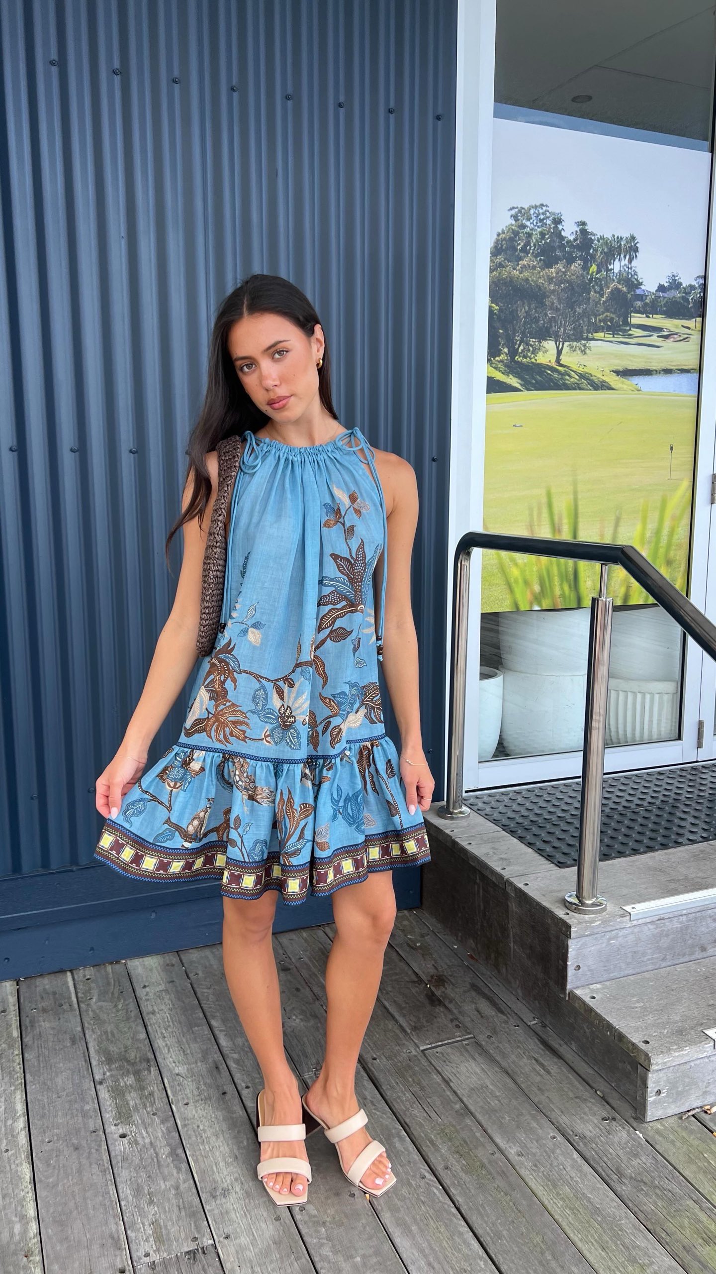 Alémais Linen Jungle Secret Print Sleeveless Mini Dress