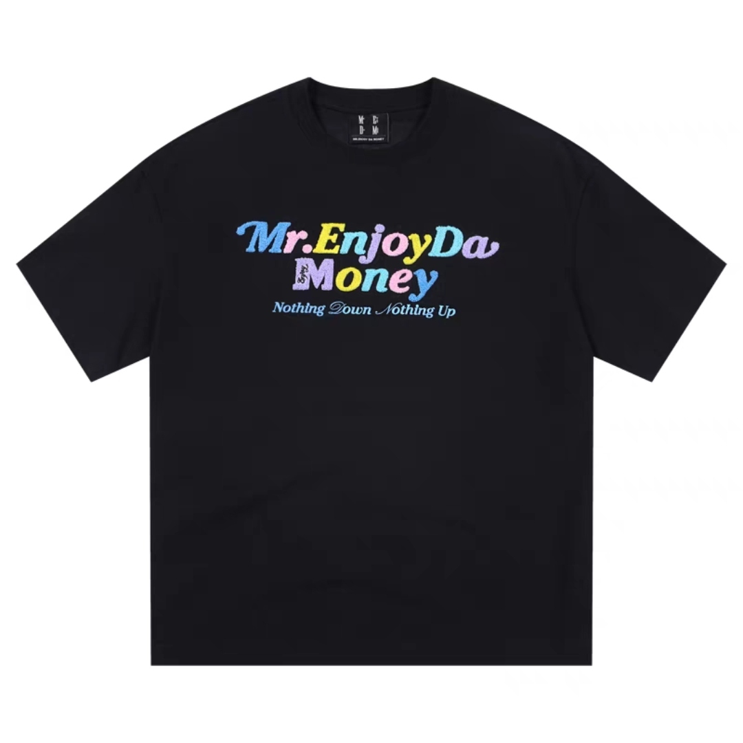 ME83【侯明昊同款】MEDM马卡龙彩色字母毛巾绣短袖T恤男女情侣同款tee P62
​颜色：白色 灰色 黑色
​码数：S M L XL
