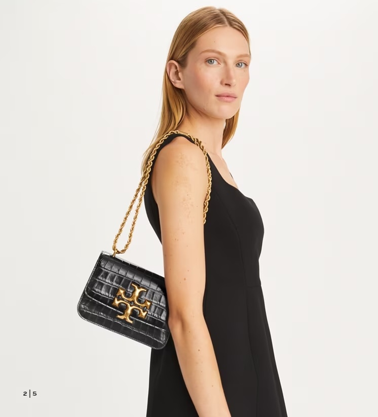 Tory Burch 编号77044TORY BURCH/汤丽柏奇ELEANOR小号鳄鱼纹单肩斜挎包 尺寸13.5*19*6.5