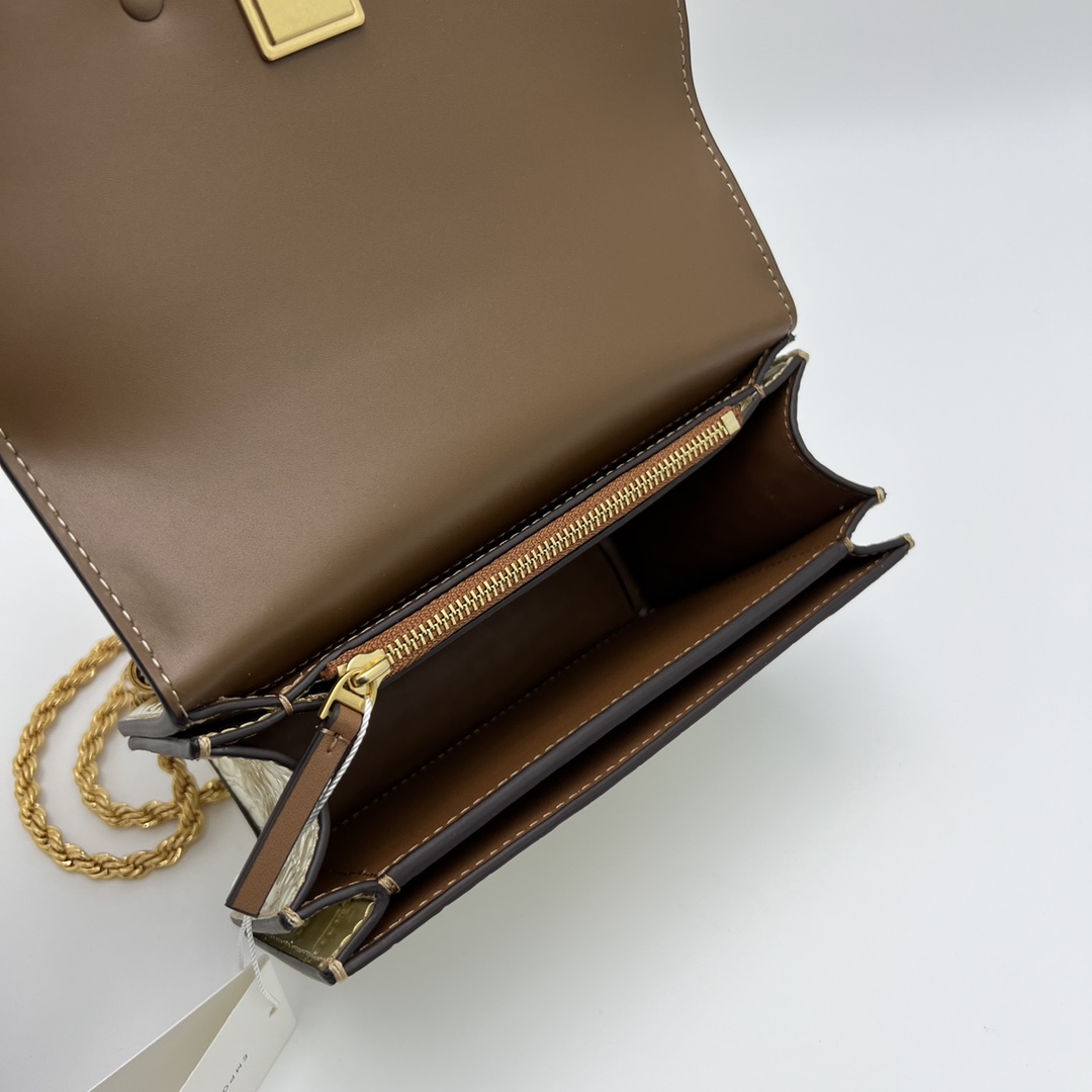 Tory Burch 编号156903TORY BURCH/汤丽柏奇ELEANOR小号鳄鱼纹单肩斜挎包 尺寸13.5*19*6.5