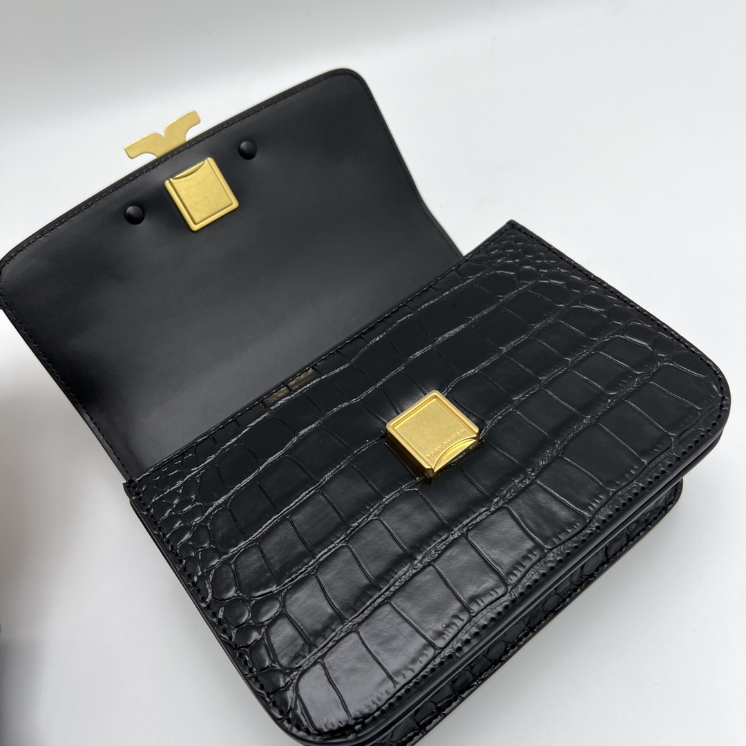Tory Burch 编号77044TORY BURCH/汤丽柏奇ELEANOR小号鳄鱼纹单肩斜挎包 尺寸13.5*19*6.5