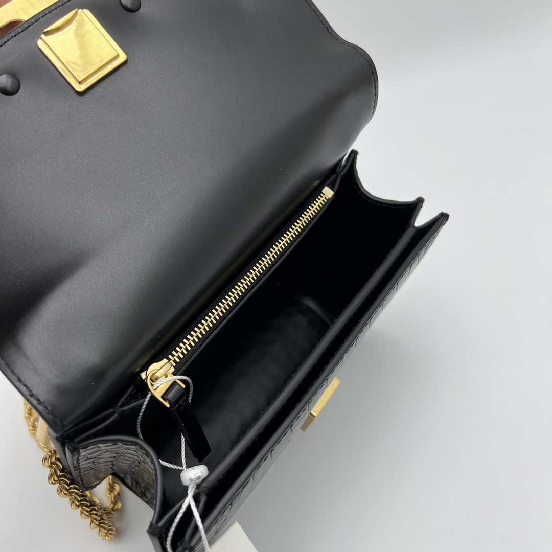 Tory Burch 编号77044TORY BURCH/汤丽柏奇ELEANOR小号鳄鱼纹单肩斜挎包 尺寸13.5*19*6.5