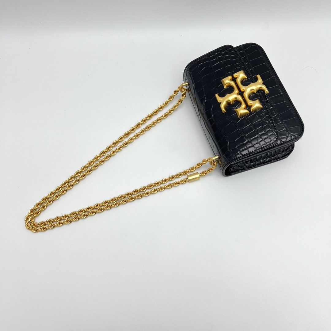 Tory Burch 编号77044TORY BURCH/汤丽柏奇ELEANOR小号鳄鱼纹单肩斜挎包 尺寸13.5*19*6.5
