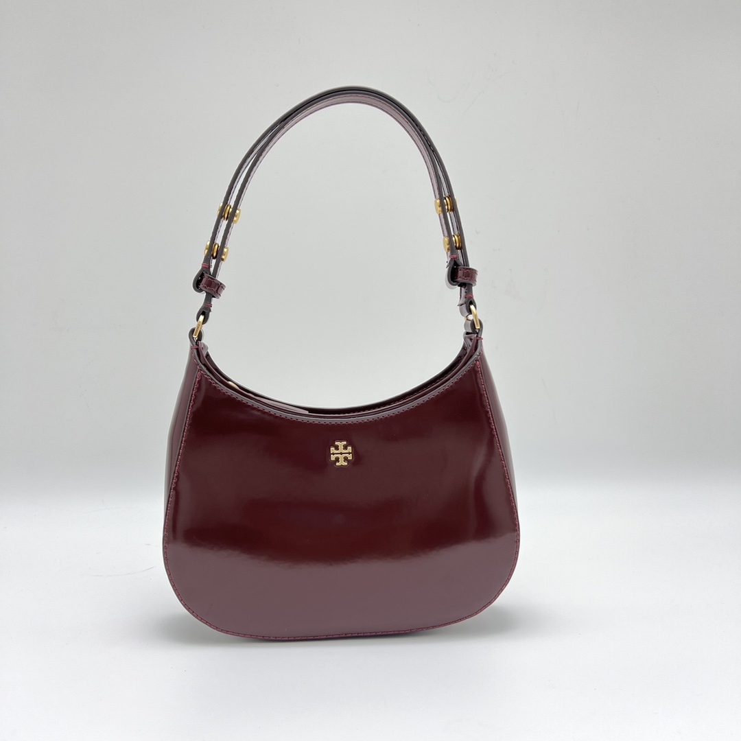 Tory Burch ～Tory Burch新款半月包 Emerson 系列腋下包 十字纹牛皮材质 可调节短款肩带