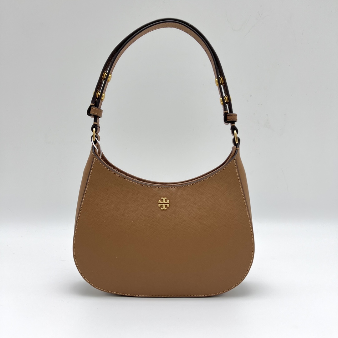 Tory Burch ～Tory Burch新款半月包 Emerson 系列腋下包 十字纹牛皮材质 可调节短款肩带