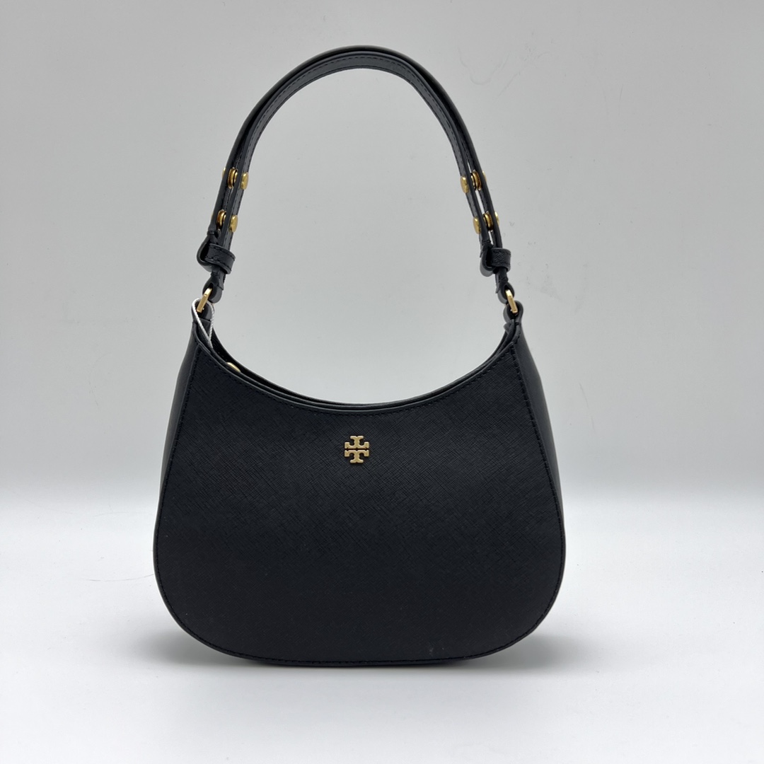 Tory Burch ～Tory Burch新款半月包 Emerson 系列腋下包 十字纹牛皮材质 可调节短款肩带