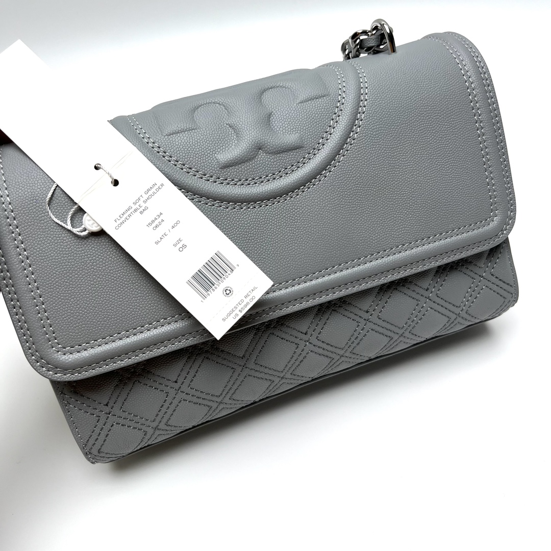 Tory Burch ～TB162041 最新款Fleming鱼子酱牛皮菱格链条包