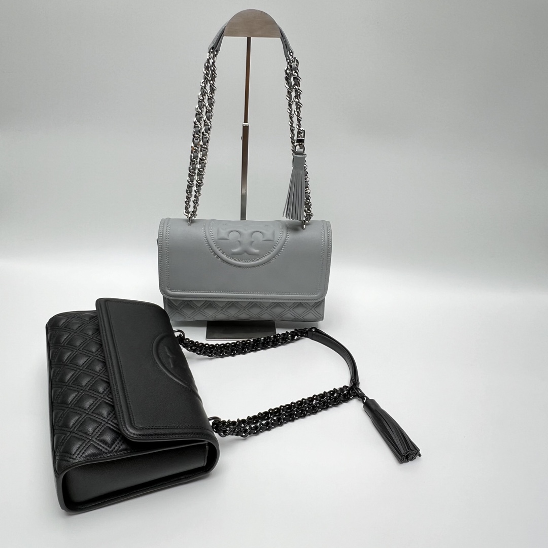 Tory Burch ～TB162041 最新款Fleming鱼子酱牛皮菱格链条包