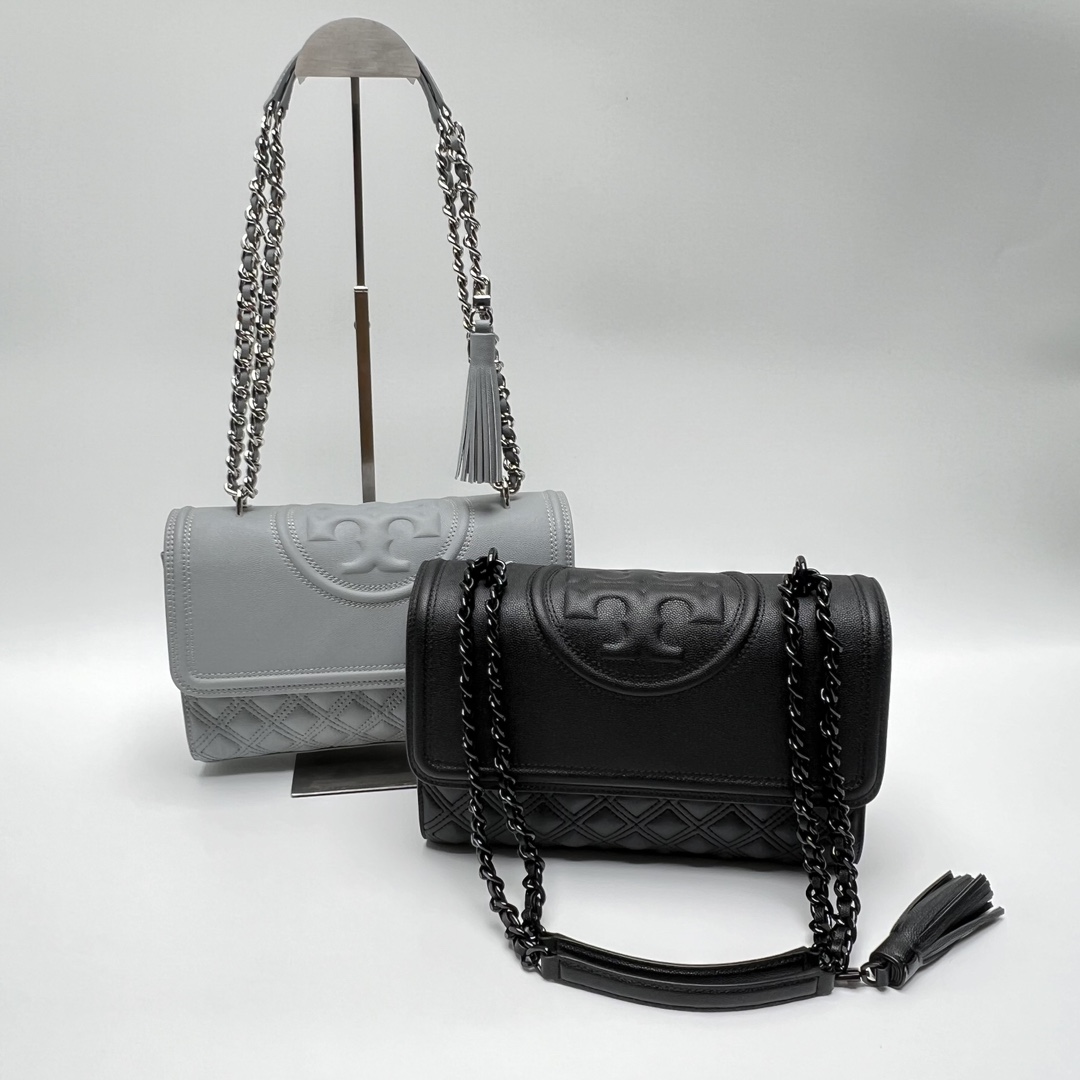 Tory Burch ～TB162041 最新款Fleming鱼子酱牛皮菱格链条包