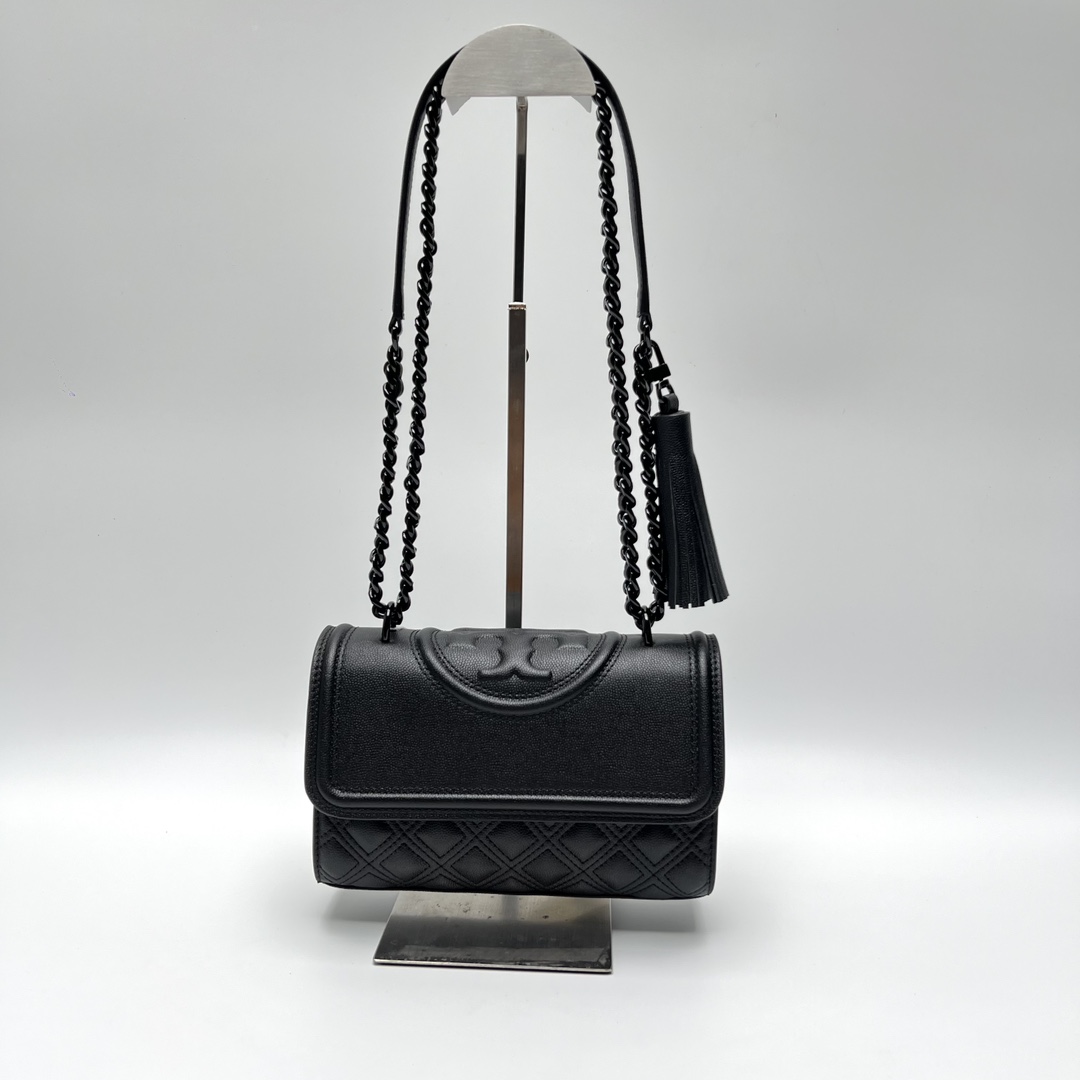 Tory Burch ～TB162042（小号）最新款Fleming鱼子酱牛皮菱格链条包