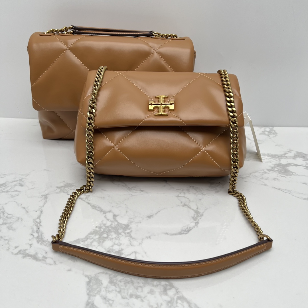 Tory Burch ～新款 TB 大号 154704 小号 154706 最新款牛皮 云朵包 链条肩带背包 多功能使用 女士挎包 头层牛皮 可 单肩 可斜挎 超 黑色 白色