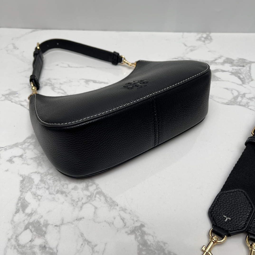 Tory Burch ～TB女包 荔枝纹头层牛皮腋下斜挎包可手提肩带背 搭配两条肩带尺寸23×12x7cm