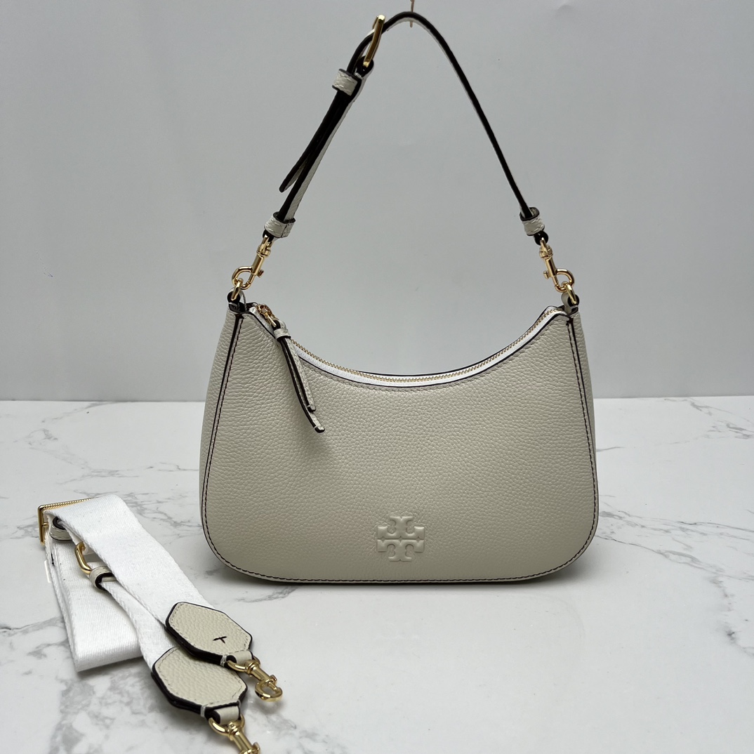 Tory Burch ～TB女包 荔枝纹头层牛皮腋下斜挎包可手提肩带背 搭配两条肩带尺寸23×12x7cm