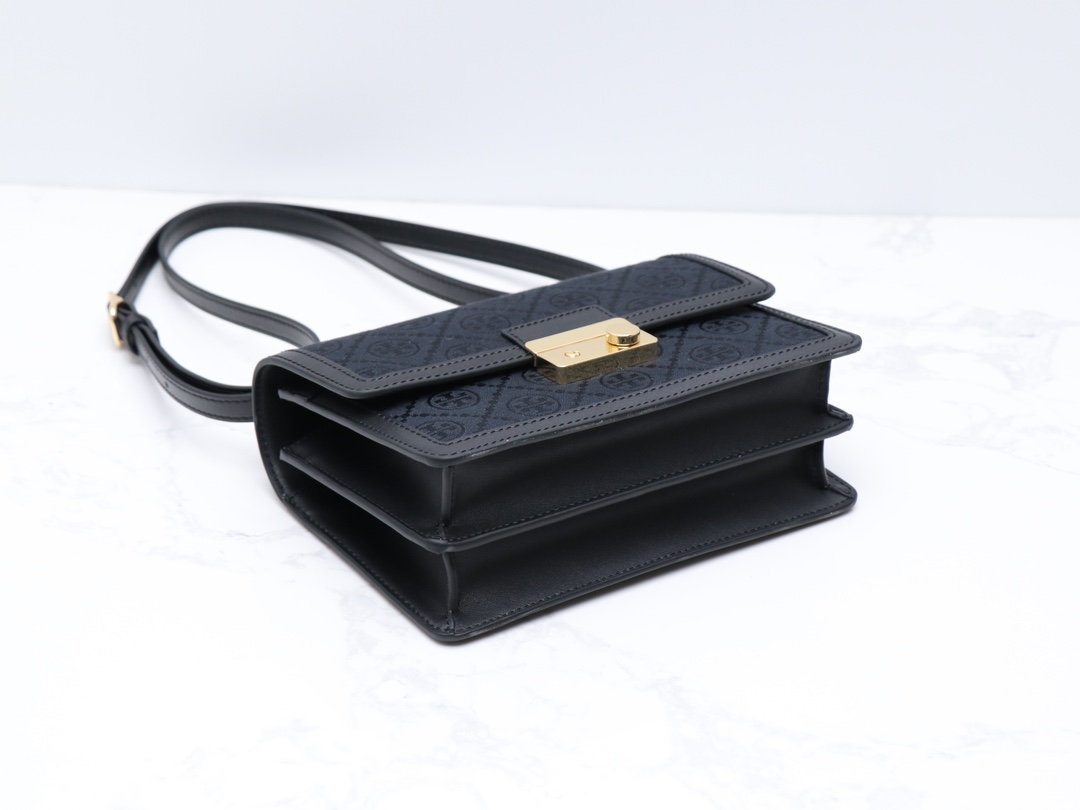 Tory Burch ～TB最新款158526 T monogram老花配皮（头层牛皮）