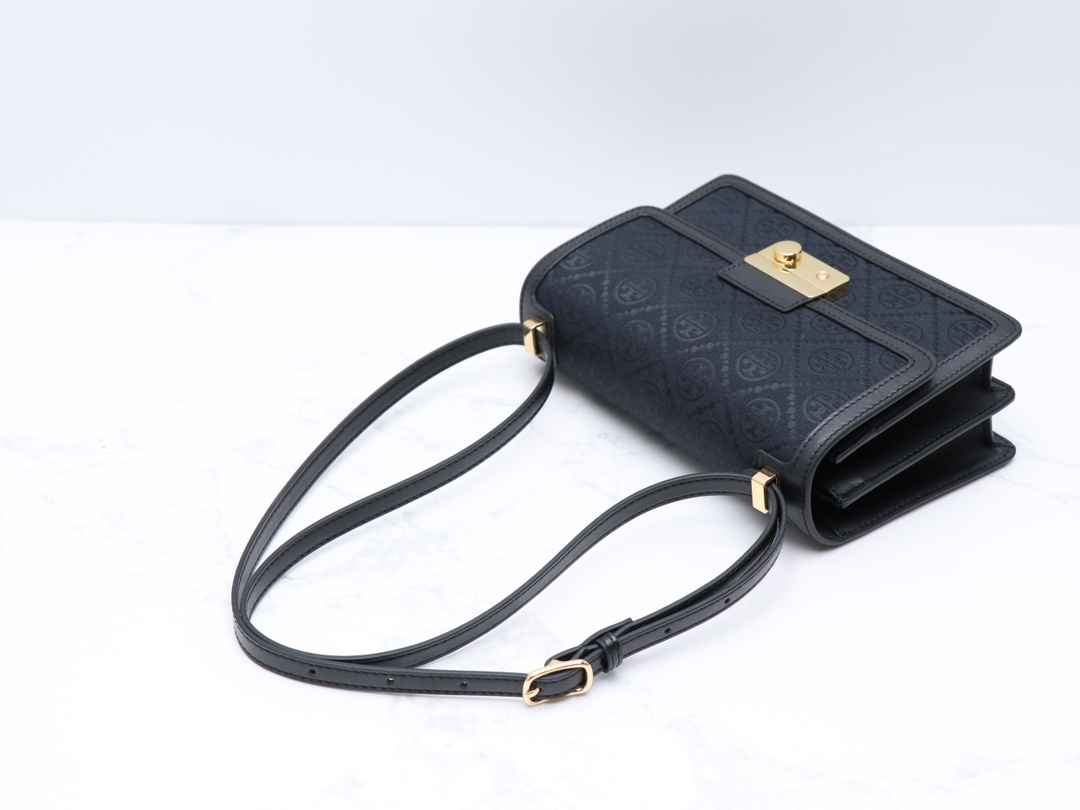 Tory Burch ～TB最新款158526 T monogram老花配皮（头层牛皮）
