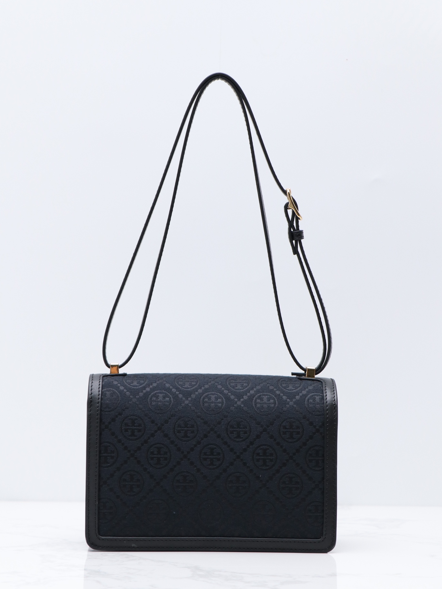 Tory Burch ～TB最新款158526 T monogram老花配皮（头层牛皮）