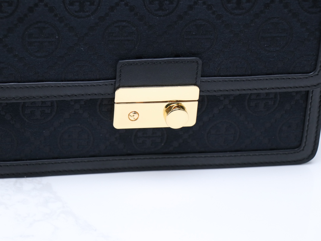 Tory Burch ～TB最新款158526 T monogram老花配皮（头层牛皮）