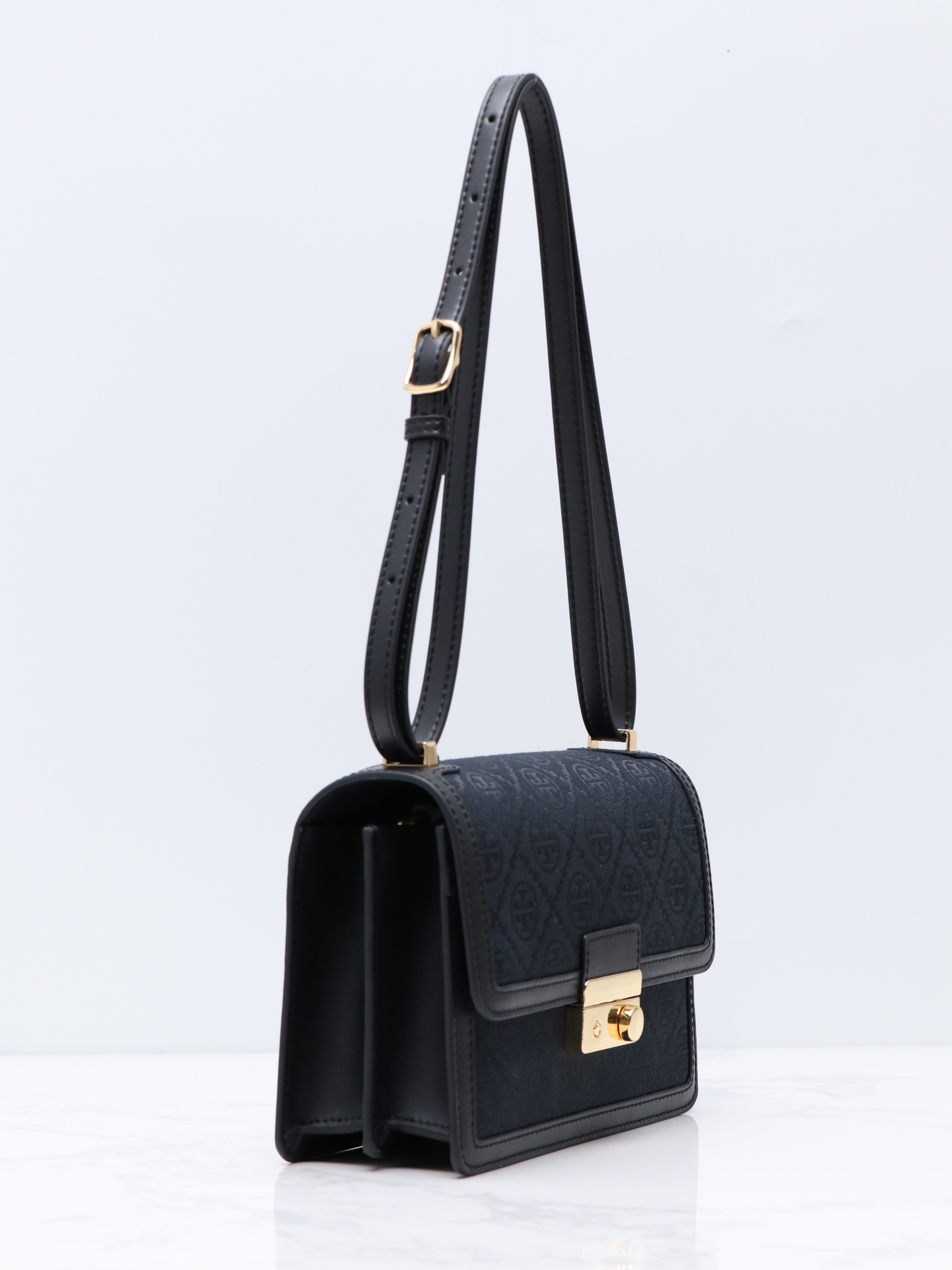 Tory Burch ～TB最新款158526 T monogram老花配皮（头层牛皮）