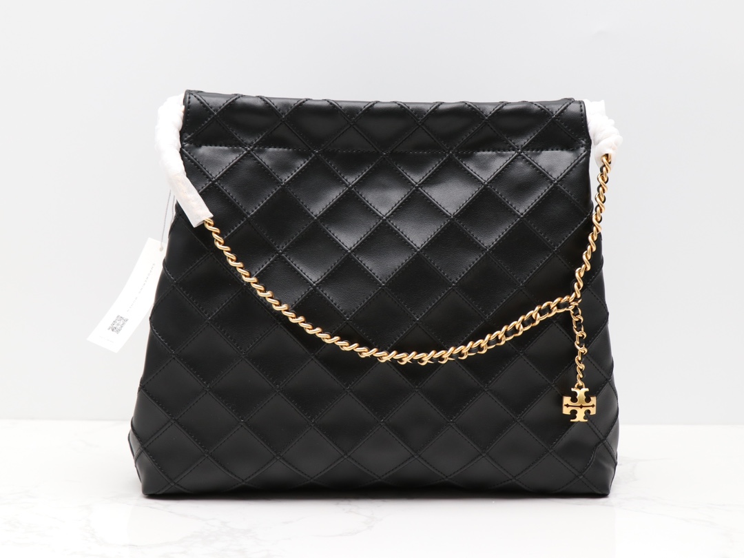 Tory Burch ～FLEMING 抽绳包 单肩垃圾袋大号 黑色 魅力隽永 Fleming 抽绳包
