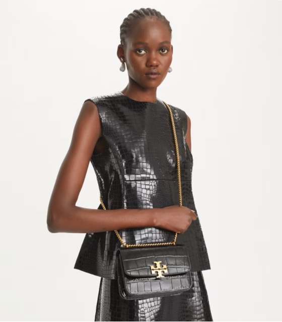 Tory Burch ～ Tory Burch ELEANOR系列 豆腐包 鳄鱼纹牛皮小金砖链条包 标志性双T五金logo