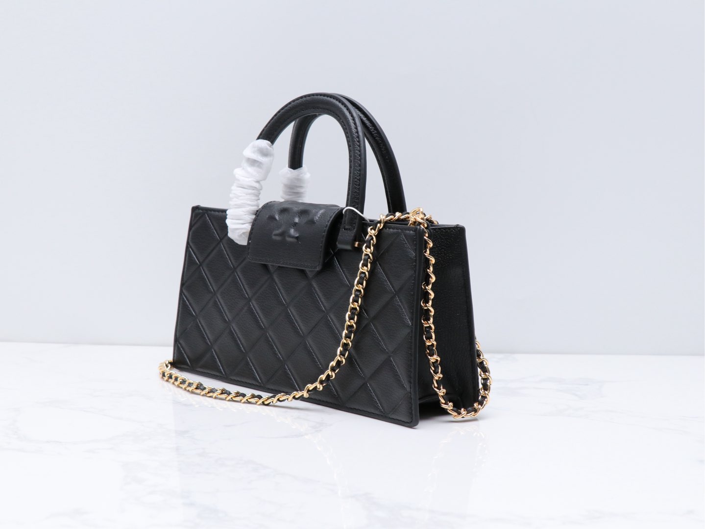 Tory Burch ～Tory brunch 压菱格链条包 牛皮高级质感通勤百搭手提单肩斜挎 定型包