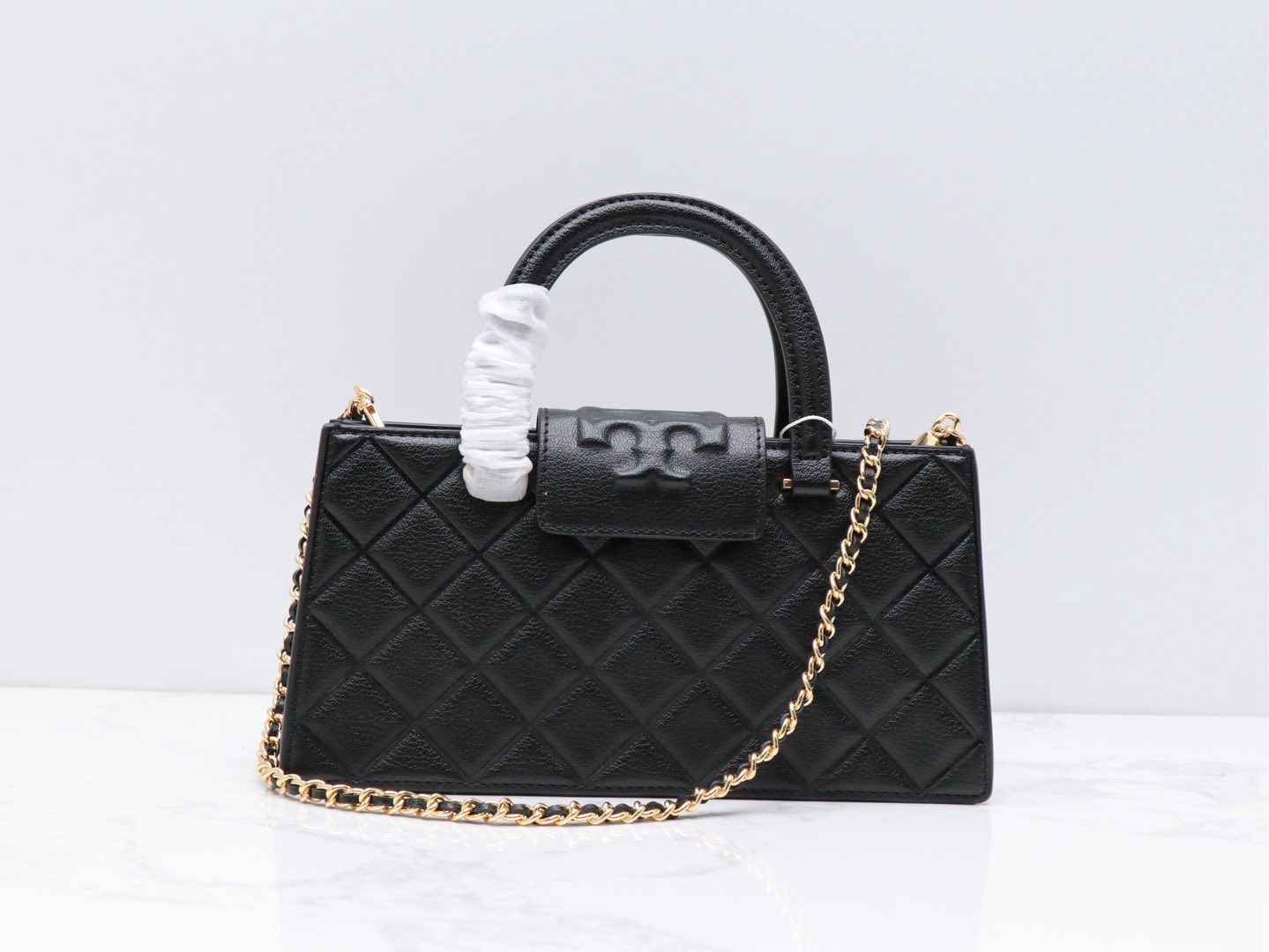 Tory Burch ～Tory brunch 压菱格链条包 牛皮高级质感通勤百搭手提单肩斜挎 定型包