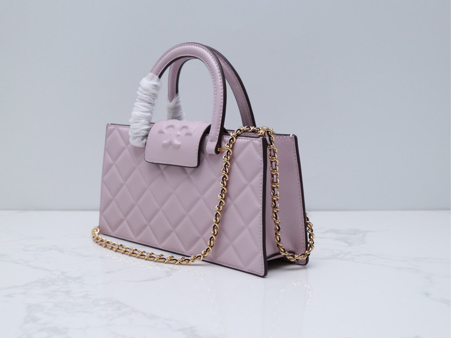 Tory Burch ～Tory brunch 压菱格链条包 牛皮高级质感通勤百搭手提单肩斜挎 定型包