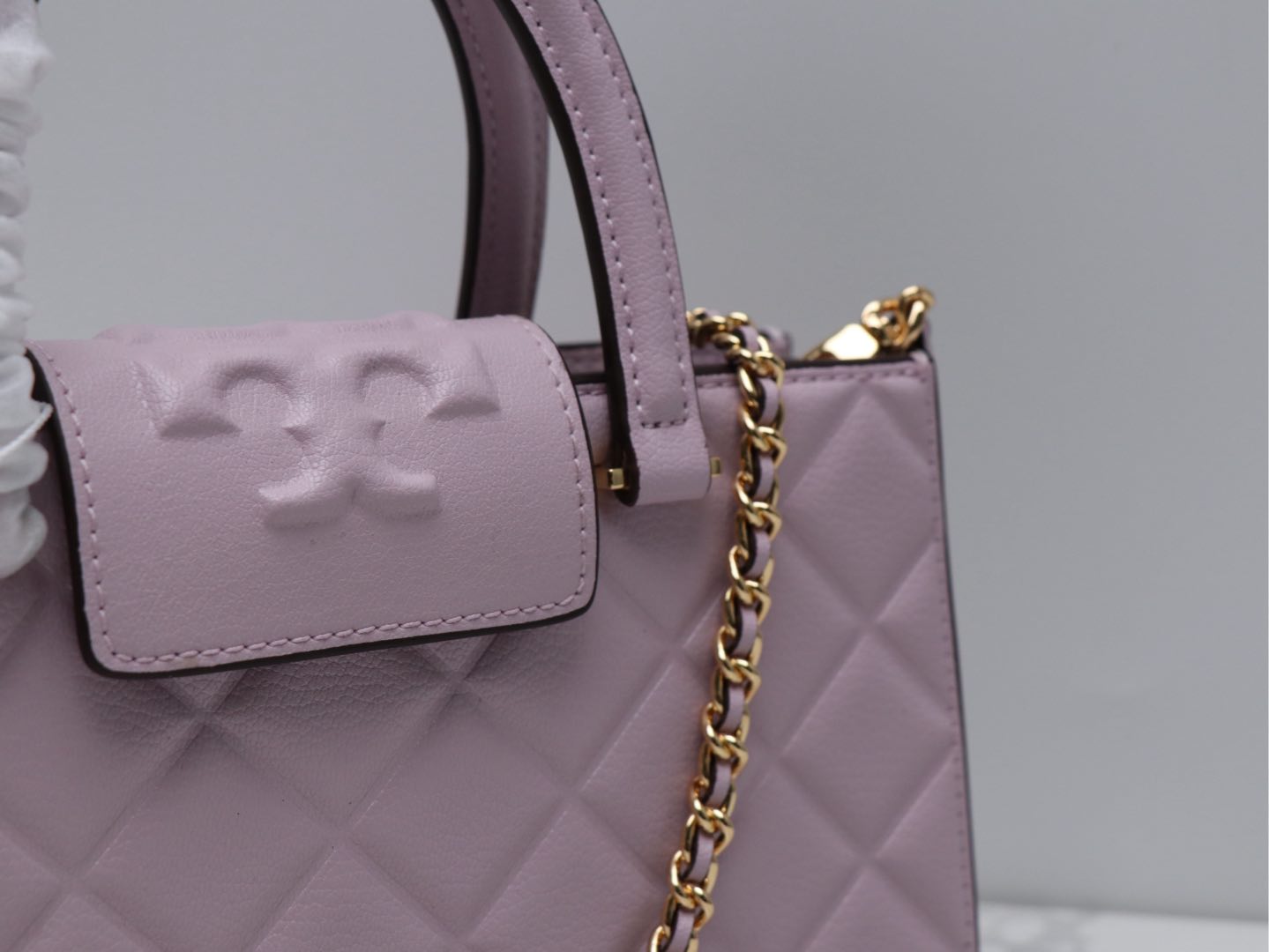 Tory Burch ～Tory brunch 压菱格链条包 牛皮高级质感通勤百搭手提单肩斜挎 定型包