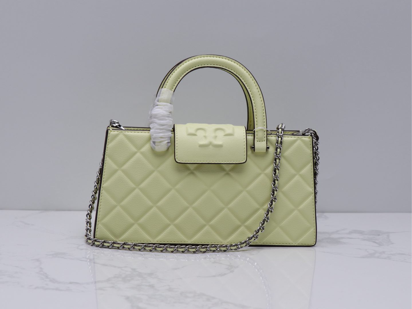Tory Burch ～Tory brunch 压菱格链条包 牛皮高级质感通勤百搭手提单肩斜挎 定型包