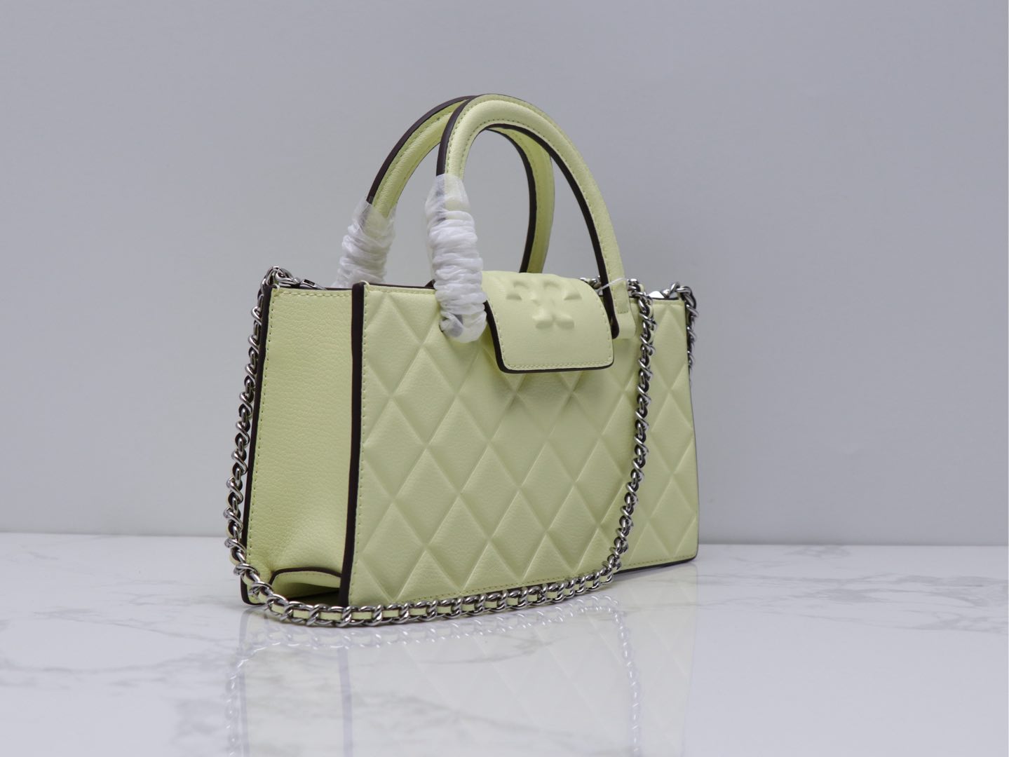 Tory Burch ～Tory brunch 压菱格链条包 牛皮高级质感通勤百搭手提单肩斜挎 定型包